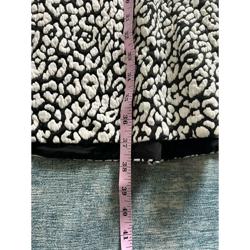 Kate Spade Black & White Leopard Print Textured Sleeveless Dress Size XL